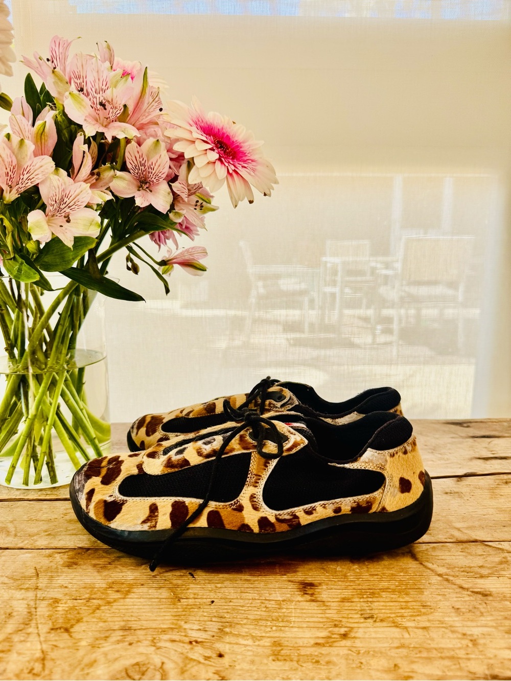 Vintage Prada Sport Leopard-print Calf Hair Sneakers